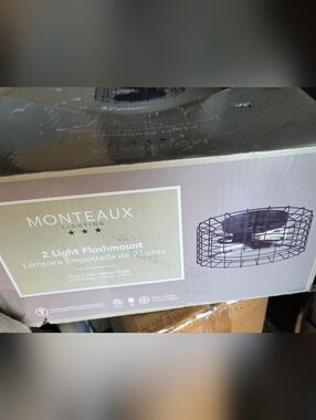 Monteaux Black Metal Cage 2-Light Flushmount
